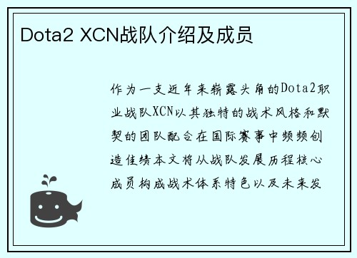 Dota2 XCN战队介绍及成员
